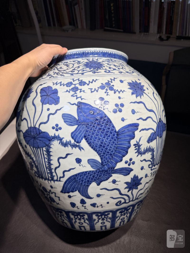 明万历 青花鱼藻纹大罐 - 图6
